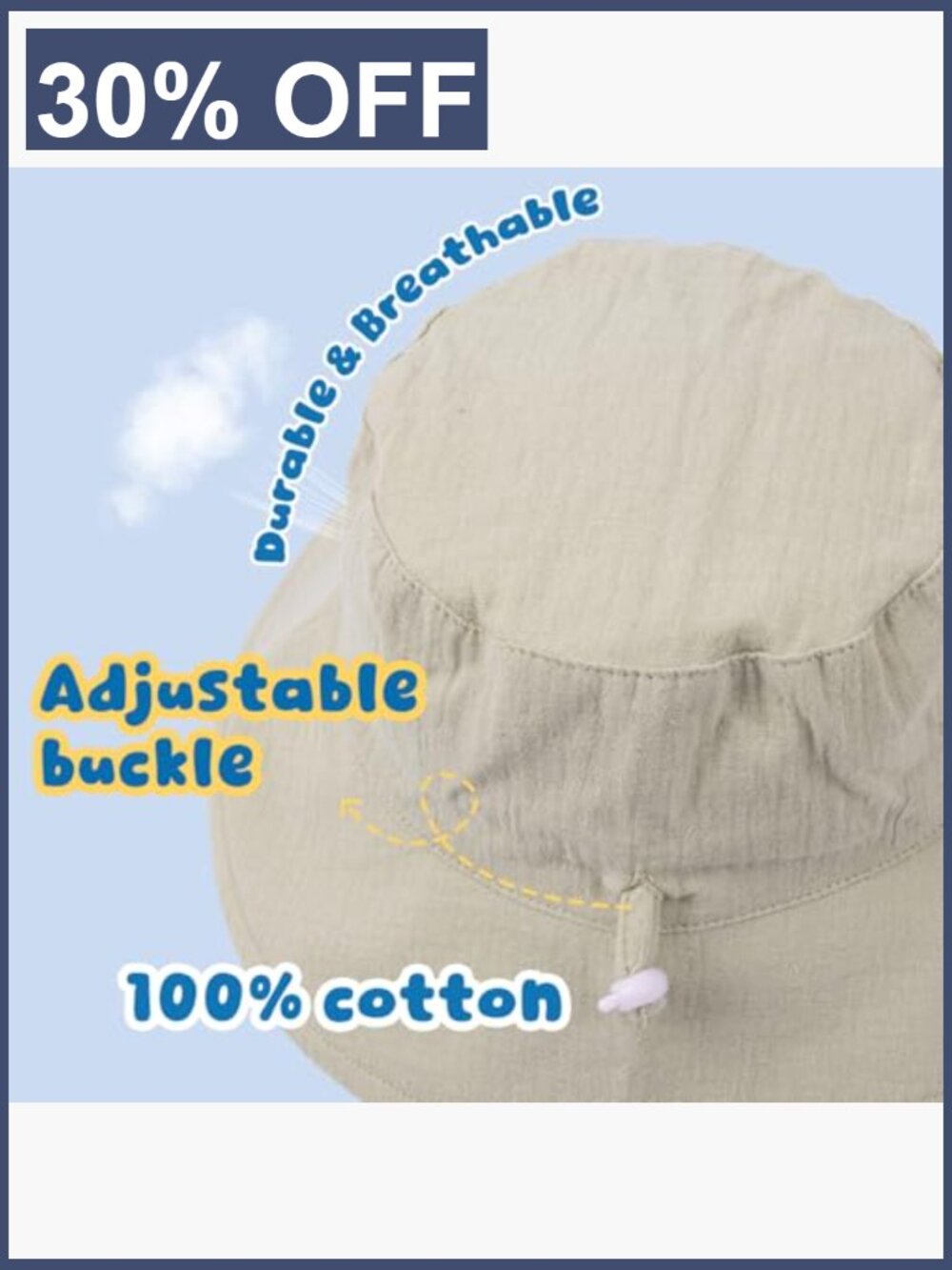 Muslin Baby Sun Hat with Wide Brim Toddler Bucket Hat UV Protection for Boys - Picture 4 of 7